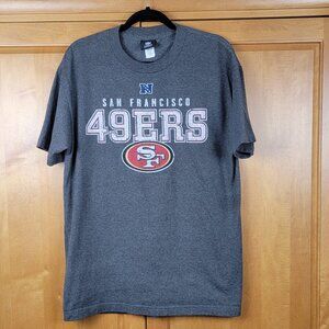 NFL Team Apparel Mens San Francisco 49rs Football Crew Neck Heather Grey Tee - L